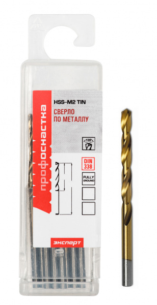 Сверло Ø  5,1 мм ц/х (10 шт.) HSS M2 TIN ПрофОснастка Эксперт
