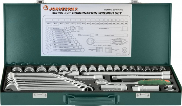 Набор головок торцевых 3/8"DR 36 предметов S04H3536S Jonnesway
